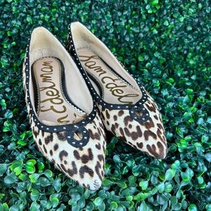 SAM EDELMAN RINI  LEOPARD PRINT CALF HAIR FLATS POINTED TOE SIZE 6WOMAN